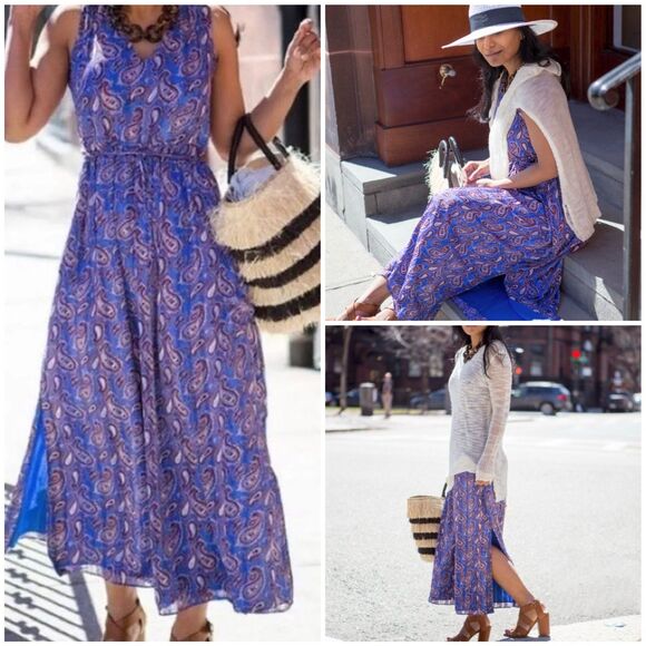 Banana Republic Indigo Paisley Maxi Dress - Picture 2 of 12